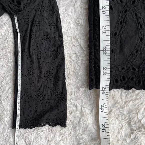 SOLD Zara eyelet lace high rise waist trouser pants cropped ankle trousers black - Picture 5 of 17